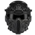 All-In-One Airsoft Full Face Mask Tactical Helmet With Built-in Tactical Headset, Anti-Fog Fan, Visor Sliding Goggles for Military Airgun Cosplay CS Paintball Hunting (Black)