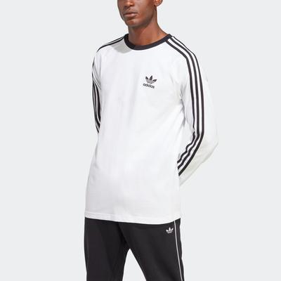 Langarmshirt ADIDAS ORIGINALS "3-STRIPES LS T", Herren, Gr. L, weiß, Jersey, Obermaterial: 100% Baumwolle, sportlich, Rundhals, Langarm, Shirts Image