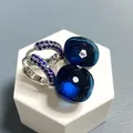 Boucles d'oreilles Max Stone Classic Crystal pour femme incrustation de topaze bleue de Londres