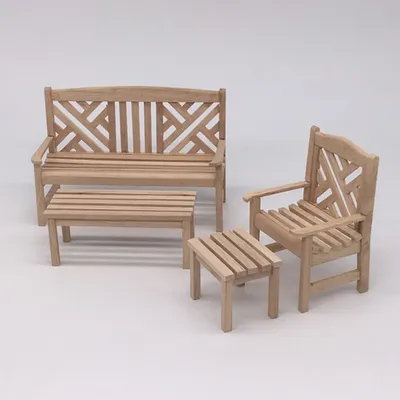 Banc en bois non peint chaise et tabouret ensemble de table pour maison de poupées jardin cour