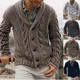 Cardigan à col châle pour homme pull boutonné manteau décontracté couleur unie hiver 2022