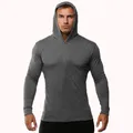 Pull à capuche fin à manches longues pour hommes 100% coton taille européenne fitness sports