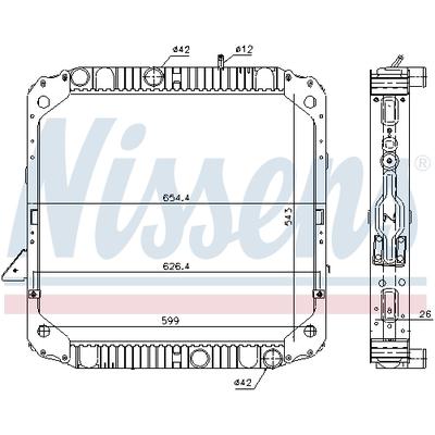 NISSENS Kühler, Motorkühlung Universal ohne Dichtung für MERCEDES-BENZ 6775002003 6775002203 6775000103 62743 Image