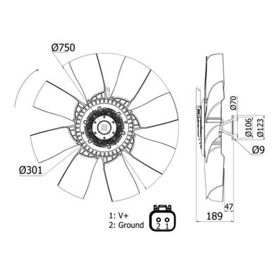 MAHLE Lüfter, Motorkühlung Universal Ø750mm 750mm CFF 421 000S Image