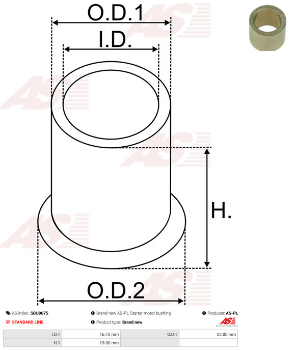 AS-PL Buchse, Starterwelle SBU9075 Universal Image