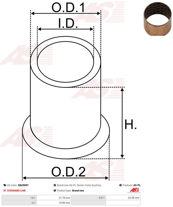 AS-PL Buchse, Starterwelle SBU9097 Universal Image