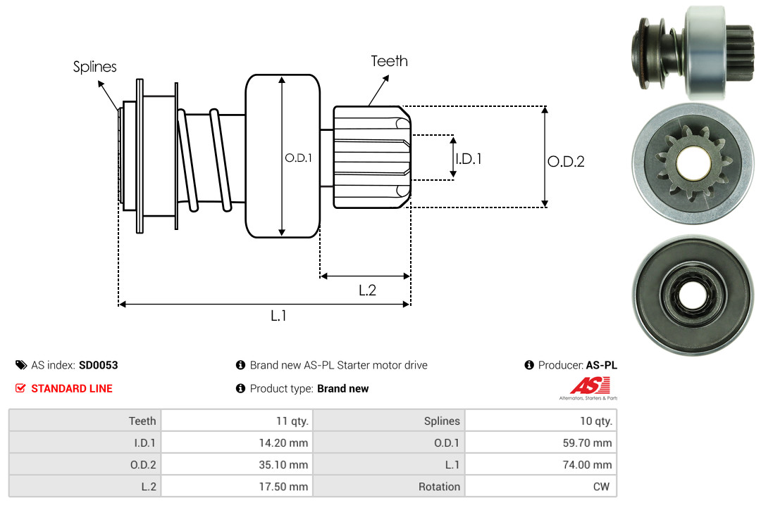 AS-PL Freilaufgetriebe, Starter SD0053 Universal Image