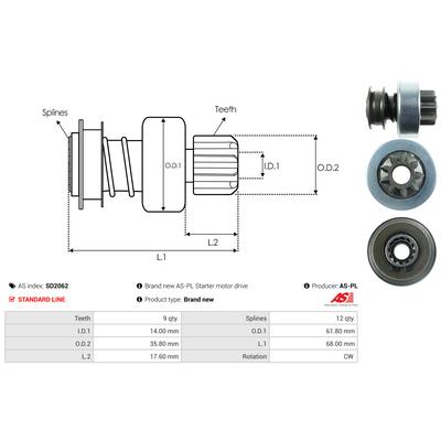 AS-PL Freilaufgetriebe, Starter Universal SD2062 Image