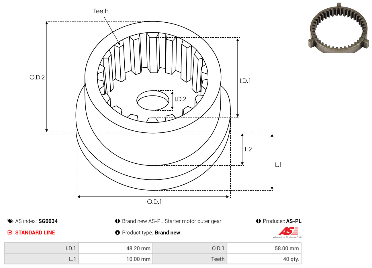 AS-PL Reparatursatz, Starter Universal SG0034 Image