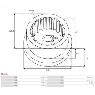 AS-PL Reparatursatz, Starter Universal 61,50mm SG6001 Image