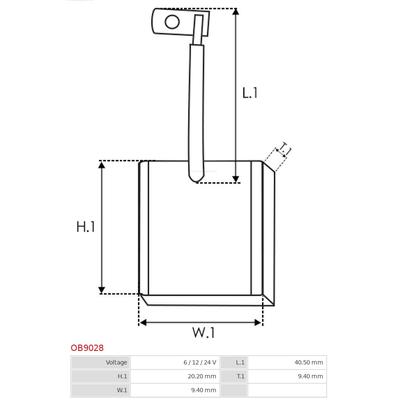 AS-PL Kohlebürste, Generator Universal 6V OB9028 Image