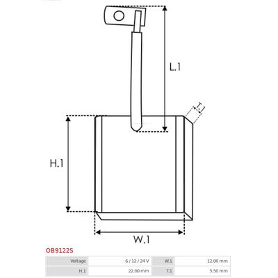 AS-PL Kohlebürste, Generator Universal 6V OB9122S Image