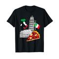 T-Shirt mit Aufschrift "I love Italy", italienische Flagge, Pisa Tower Pizza Kolosseum T-Shirt