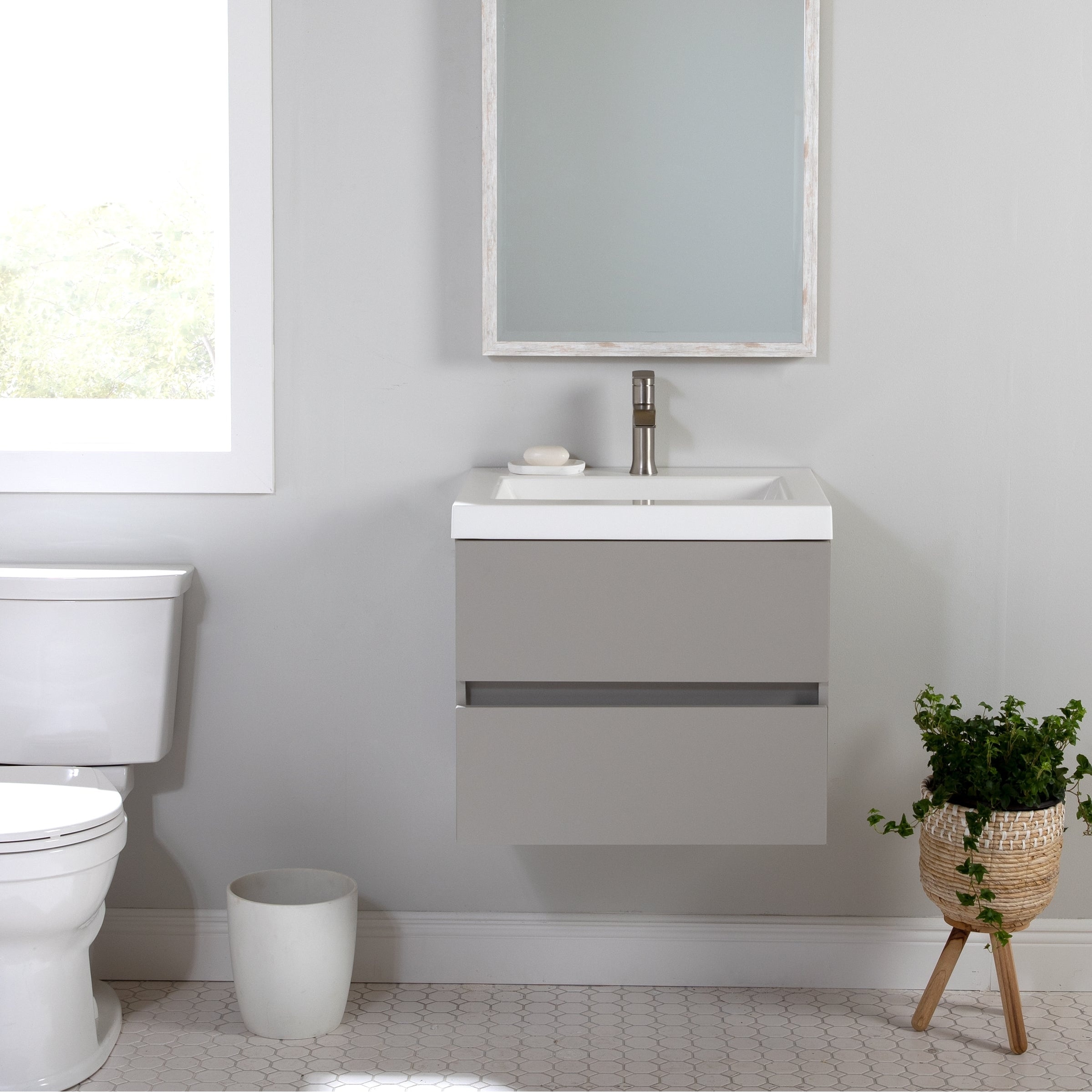 Spring Mill Cabinets Innes 30.5" 2-Drawer Floating Bathroom Vanity With White Sink Top - 30.5 in.