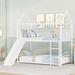 Twin Over Twin Metal House Bunk Bed With Slide,Kids Bed