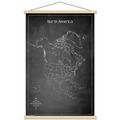 Chalk Map - North America Wall Poster with Magnetic Frame 22.375 x 34