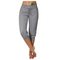 Trouser Chino Women s Casual Fashion Short Pants Pants Solid Pants Gray L