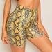 Fashion Women Summer Snakeskin Print Leggings Sports Casual Cycling Short Pants Yellow S