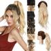 My-Lady 100% Remy Human Ponytail Hair Extension Wrap Around Real Curly Wavy Human Hair Hairpieces 18inch #613 Bleach Blonde