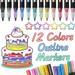 12 Colors Double Line Metallic Pen Set Shimmer Outline Markers Sparkle Self-Outline Doodle Marker Cool Magic Silver Glitter Dazzle Pen Card Dazzlers Terrain Art Paint Hill Drawing Kid