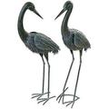 Bits and Pieces - 34â€� Metal Verdigris Herons Garden Statues - Set of 2 - Yard Decorations - Outdoor Sculptures - Garden Decoration - Heron Yard Art