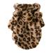 Aosijia Fleece Dog Hoodie Leopard Print Dog Coat Jacket Winter Warm Pet Dog Clothes for Small Dogs Pet Costume L Brown