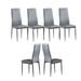 Light Gray modern minimalist dining chair fireproof leather sprayed metal pipe diamond grid pattern restaurant home conference chair set of 6