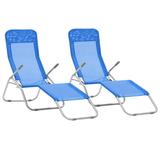 vidaXL Folding Sun Loungers 2 pcs Textilene Blue 44337