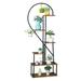 6 Layers Half Moon Shape Ladder Flower Pot Holder Shelf Flower Pot Stand Iron Flower Stand for Indoor Outdoor Patio Lawn Garden Balcony Decor Black