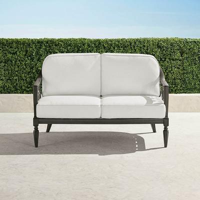 Avery Loveseat with Cushions in Slate Aluminum - Standard, Salta Palm Air Blue - Frontgate