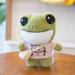 11.8 Inch Plush Toy Cute Green Frog Plush Pillow with Pink Clothes and Backpack Standing Stuffed Animal Frog Gift for Kids Adults Creative Decoration