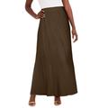 Plus Size Women's Stretch Knit Maxi Skirt by The London Collection in Chocolate (Size 22/24) Wrinkle Resistant Pull-On Stretch Knit