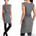 Athleta Dresses | Athleta Westwood Micro Striped Ruched Dress Gray Sides Stretchy Jersey Sz. S | Color: Black/White | Size: S