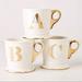 Anthropologie Dining | Anthropologie Set Of 2 Limited Edition Golden Monogram "E" & “L” Mugs | Color: Cream/Gold | Size: Os