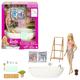 Barbie Self-Care Serie, Konfetti-Bad, Barbie-Puppe mit blonden Haaren, Badeanzug, Welpe,2 Konfetti-Seifenpackungen, Barbie-Accessoires, 1x Barbie-Puppe enthalten, als Geschenk geeignet,HKT92