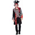 PartyXPeople Pierrot Mantel Kostüm I Gr. 50-58 I Inklusive eingenähter Weste, aufgesetzter Taschenlaschen und Riegel auf der Rückseite I Roter Paillettenbesatz am Kragen