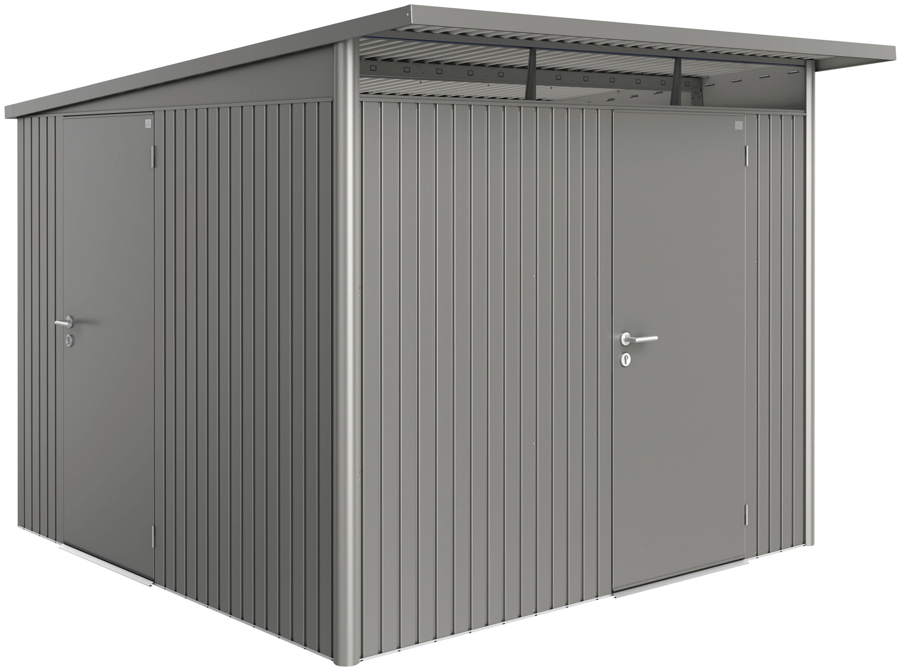 Nebeneingangstür BIOHORT "für Gerätehaus HighLine, AvantGarde, Panorama", grau (quarzgrau, metallic), B:79,2cm H:185,5cm, Stahl, Türen, quarzgrau-metallic, inklusive Türrahmen, Türöffnung: 76x182 cm