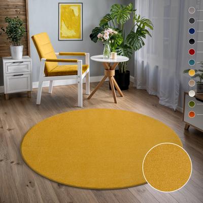 Teppich SANAT "Uni", gelb, H:13mm Ø:80cm, Kunstfaser, Teppiche, robuster Kurzflorteppich, große Farbauswahl, Wohnzimmer, alle Räume Image