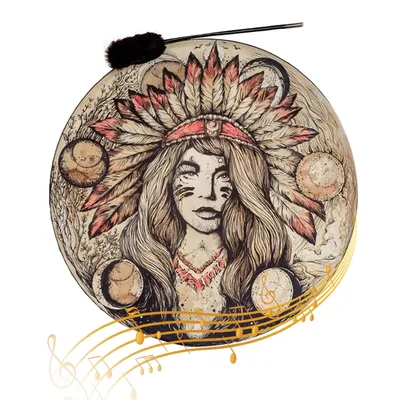 Tambour à main Shaman avec cadre de baguette tambour amérindien cadeaux spirituels pour la
