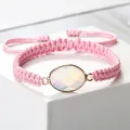 Bracelet en fil rose pour femmes breloque en cristal de Quartz pendentif tressé à la main nœuds