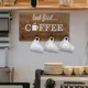 Porte-tasse à café rustique à 5 crochets étagère murale pour tasses rangement pour tasses en bois