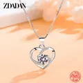 ZDADAN-Collier coeur en argent 925 pour femme cristal bleu cadeau de bijoux pour filles fête du