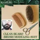 Brosse à barbe en poils de sanglier pour hommes kit de toilettage avec ciseaux peigne à moustache