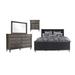 CDecor Home Furnishings Martinique French Gray 4-Piece Panel Bedroom Set Upholstered in Brown/Gray/Red | 62 H x 66 W x 86.25 D in | Wayfair