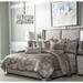 Michael Amini Aubrey Comforter Set - Patina Polyester/Polyfill in Gray/White | King Comforter + 4 Shams + 4 Pillows | Wayfair BCS-KS10-AUBRY-PNA