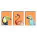 Stupell Industries Bold Tropical Birds Rainforest Animals Toucan Parrot by Patricia Pinto - 3 Piece Floater Frame Graphic Art Set on Canvas Canvas | Wayfair