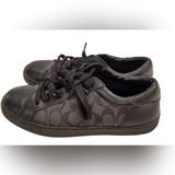 Coach Shoes | Coach Men's Black Signature Leather Lace Up Sneakers Shoes Size 11.5 | Color: Black/Gray | Size: 11.5