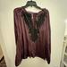 Free People Tops | Free People Fall Light Long Sleeve W Lace On Neck And Sleeves L Purple & Black | Color: Black/Purple | Size: L