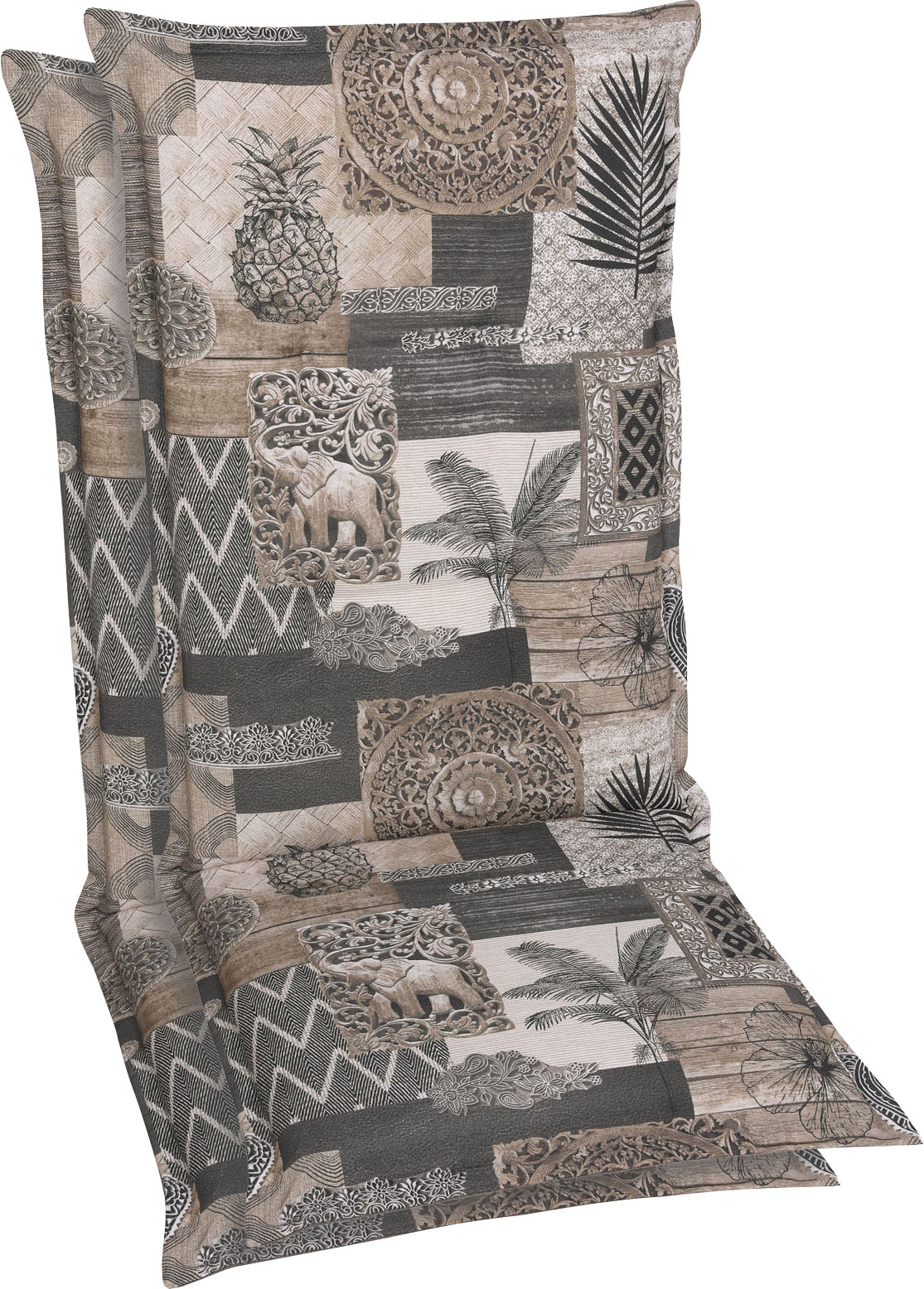 Hochlehnerauflage GO-DE, braun (braun, natur), B:50cm T:120cm, Baumwolle, Polyester, Polsterauflagen, braun/natur Image