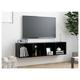 Les Tendances - Meuble tv suspendu 4 niches bois noir Neone 143 cm